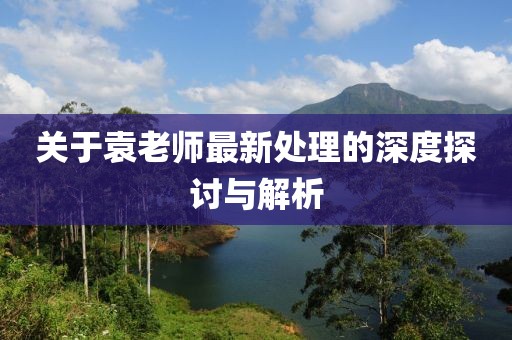 關(guān)于袁老師最新處理的深度探討與解析
