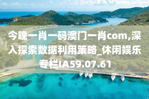 今晚一肖一碼澳門一肖com,深入探索數(shù)據(jù)利用策略_休閑娛樂專欄IA59.07.61